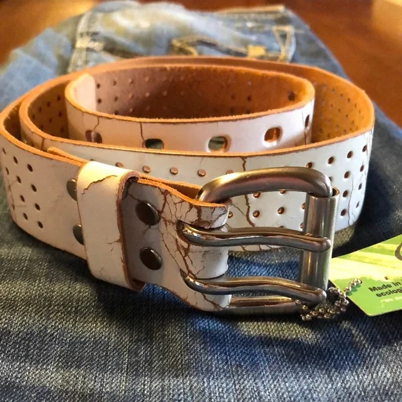 Belt White Distressed Leather Belt NWT IMG_4285_1024x1024.jpg?v=  main image 4